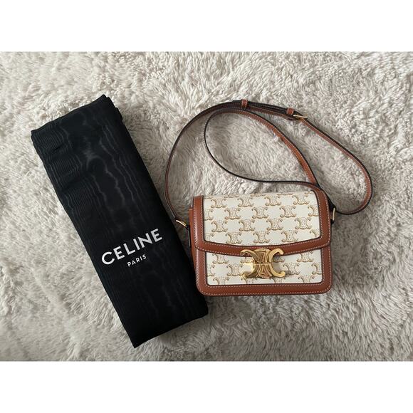CELINE Teen Triomphe Bag in Triomphe Canvas and Calfskin - Picture 1 of 15